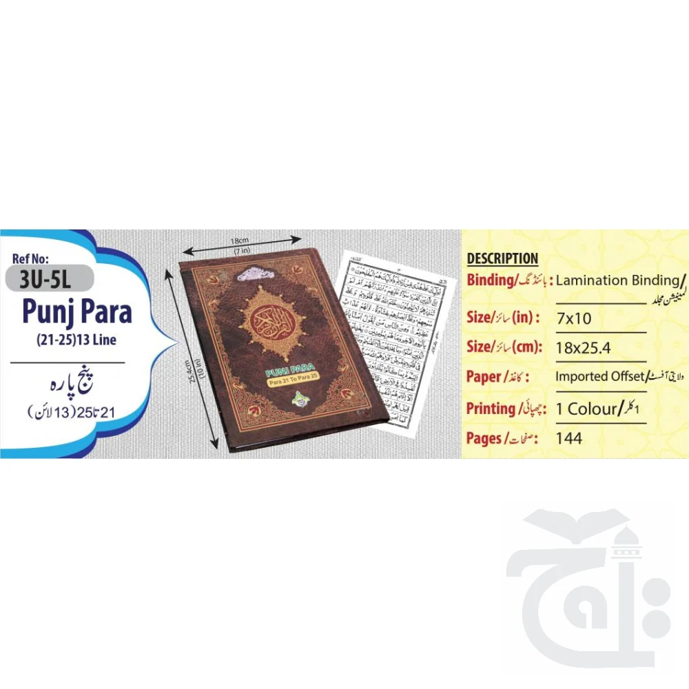 Panj Para (21-25) Panj Parah 13 Line (Parts of Holy Quran) 17x24 3U-5L - Image 4
