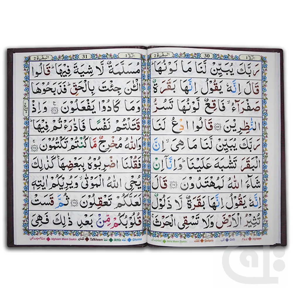 Complete Quran  30 Juzz / Siparah Set Colour Coded Tajweed Rules 9 Line Large Text Hardback With Bag / Cover - Arabic Only 810-30K - Image 2